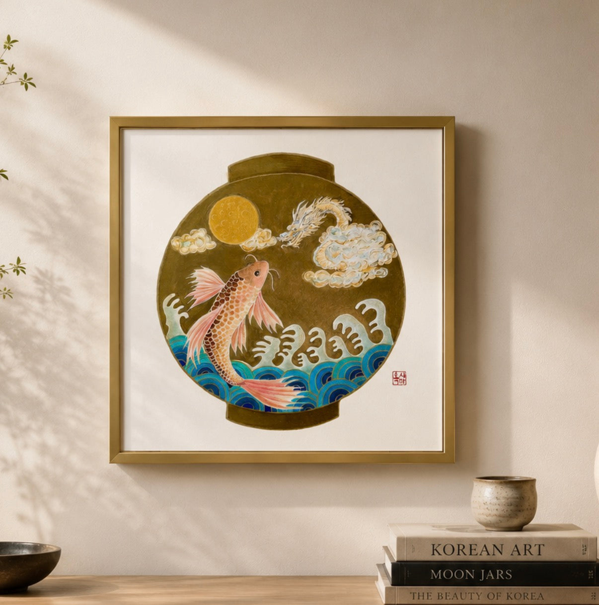 Carp dragon Moon Jar